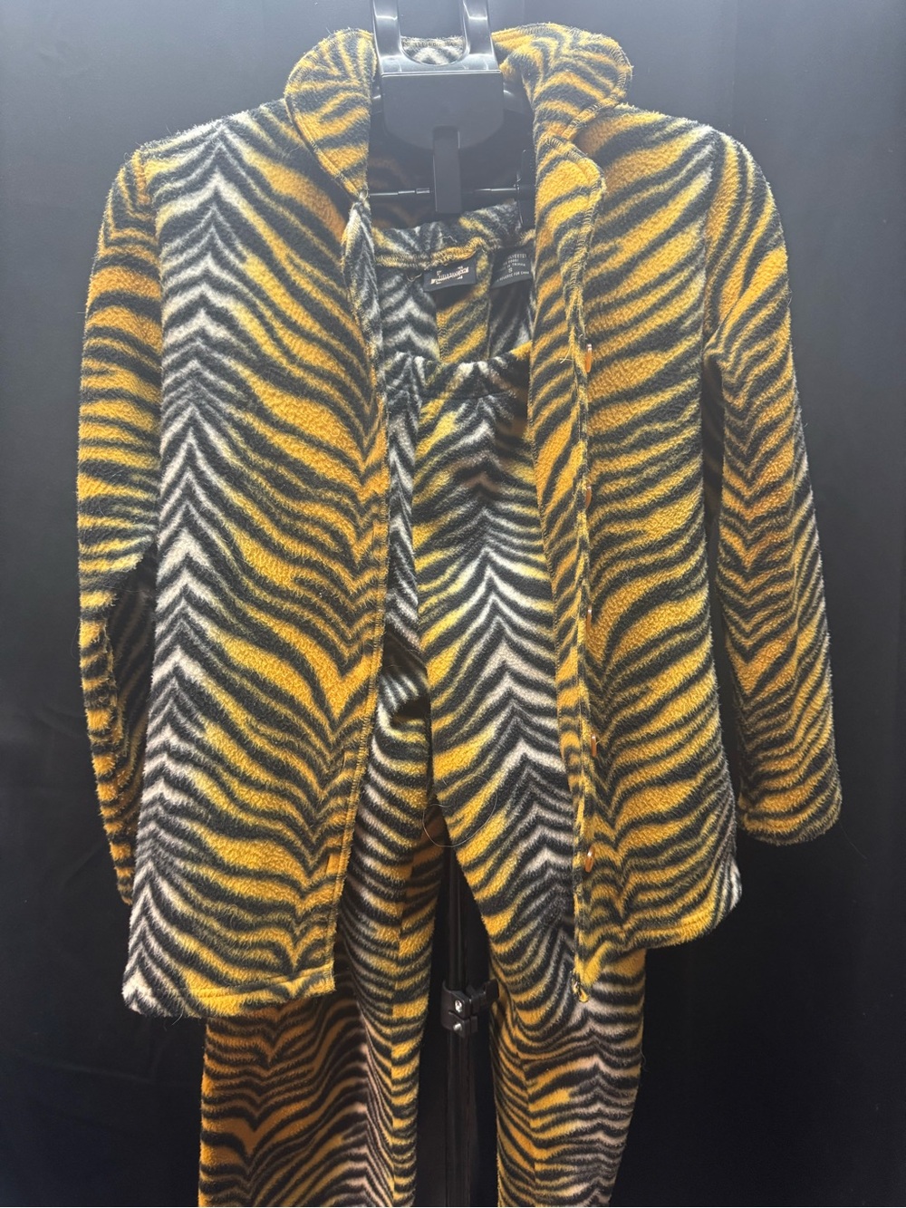 Yellow Zebra-Print Fleece Pajamas Women